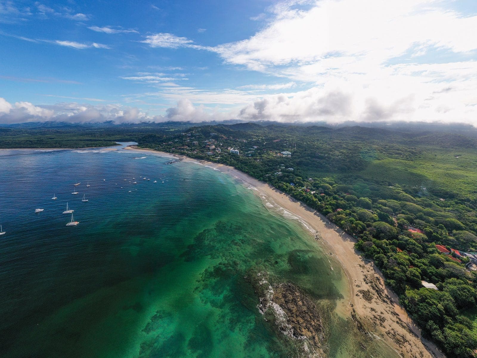 Aerial view of Tamarindo bay